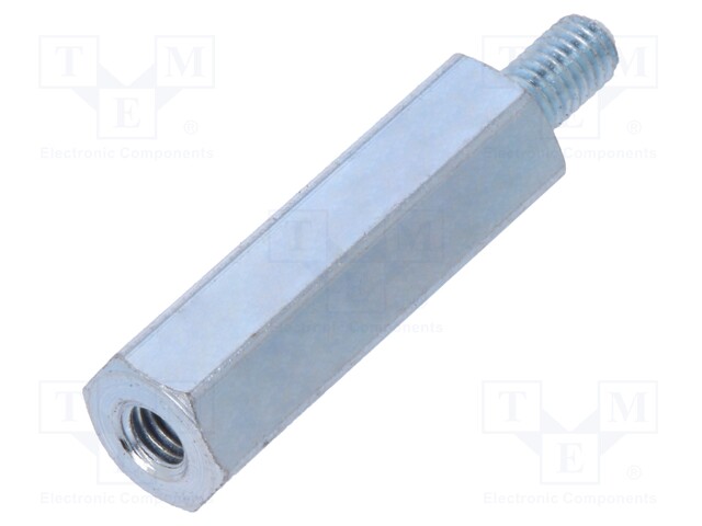 Screwed spacer sleeve; Int.thread: M3; 20mm; Ext.thread: M3; steel