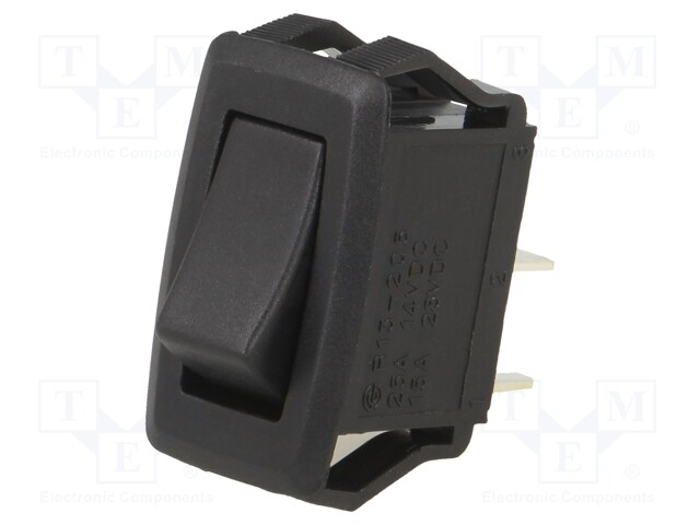 ROCKER; SPST; Pos: 2; OFF-ON; 10A/24VDC; black; none; Rcont max: 50mΩ