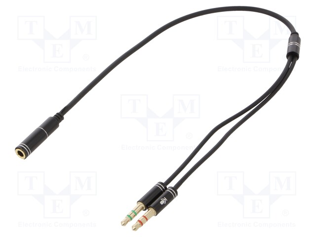 Cable; Jack 3.5mm 3pin plug x2,Jack 3.5mm 4pin socket; 0.2m