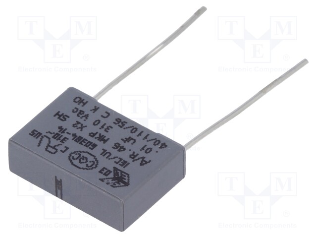 Capacitor: polypropylene; X2; 10nF; 10mm; ±20%; 13x4x9mm; -40÷110°C