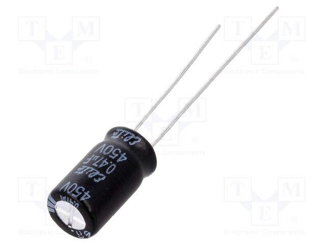 Capacitor: electrolytic; THT; 0.47uF; 450VDC; Ø6.3x11mm; ±20%