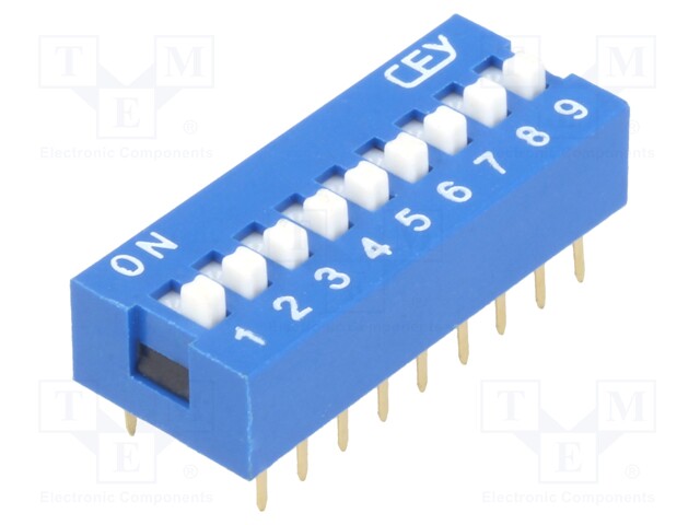 Switch: DIP-SWITCH; Poles number: 9; ON-OFF; 0.05A/12VDC; Pos: 2