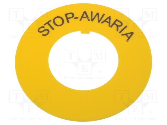 Warning plate; 22mm; Ømount.hole: 22.5mm; Ø: 60mm; Mat: PVC