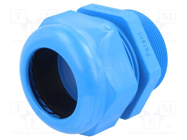 Cable gland; with long thread; M50; IP68; Mat: polyamide; blue