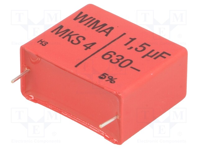 Capacitor: polyester; 1.5uF; 400VAC; 630VDC; Pitch: 27.5mm; ±5%