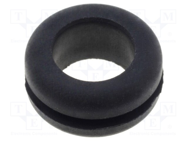 Grommet; Ømount.hole: 10mm; Øhole: 7.6mm; rubber; black