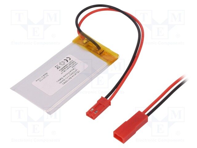 Re-battery: Li-Po; 3.7V; 90mAh; Leads: cables; 1x30x53mm