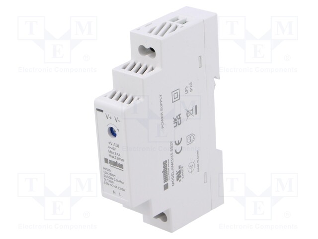 Power supply: switched-mode; for DIN rail; 15W; 5VDC; 2.4A; 3kV