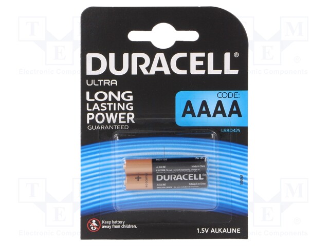 Battery: alkaline; 1.5V; AAAA; Batt.no: 2; non-rechargeable
