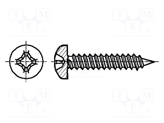 Screw; 3,9x9,5; Head: cheese head; Phillips; A2 stainless steel