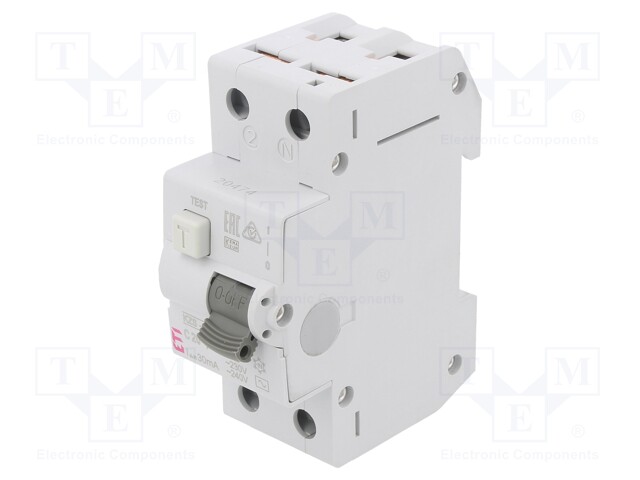 RCBO breaker; Inom: 20A; Ires: 30mA; Poles: 2; 230/400VAC; DIN; IP20