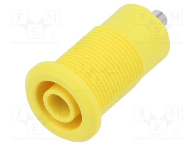 Socket; 4mm banana; 24A; 1kV; yellow; nickel plated; on panel