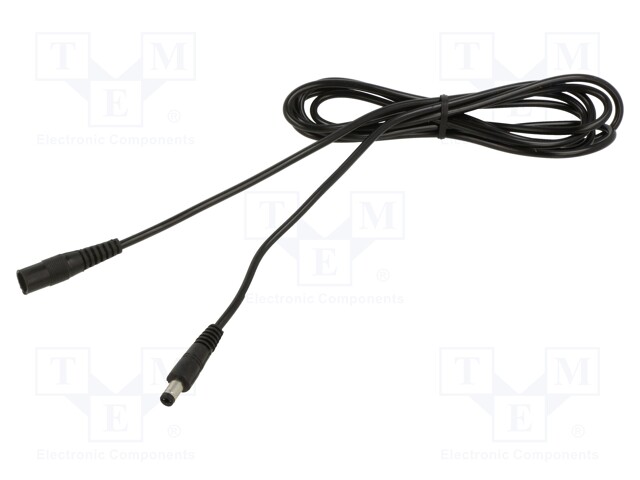 Cable; DC 5,5/2,1 plug,DC 5,5/2,1 socket; straight; 0.5mm2; 2m