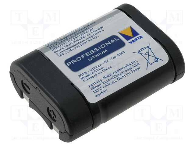 Battery: lithium; 6V; 2CR5; 34x17x45mm; non-rechargeable