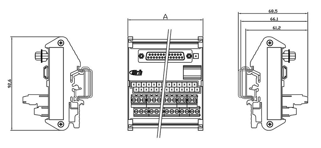 Transition module; Temp: -20÷60°C; W: 42mm; D: 68.5mm; H: 92.6mm