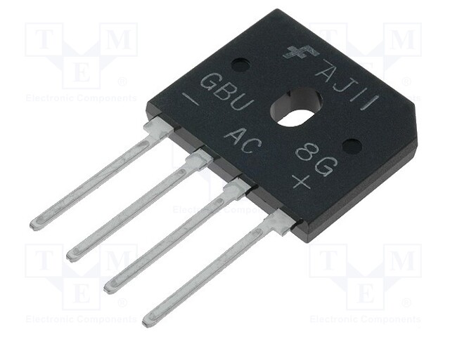 Single-phase bridge rectifier; Urmax: 400V; If: 8A; Ifsm: 200A; GBU