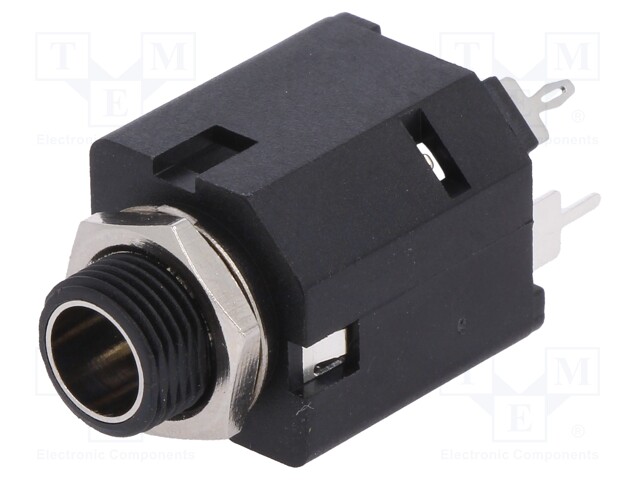 Socket; Jack 6,35mm; female; mono; with on/off switch; straight