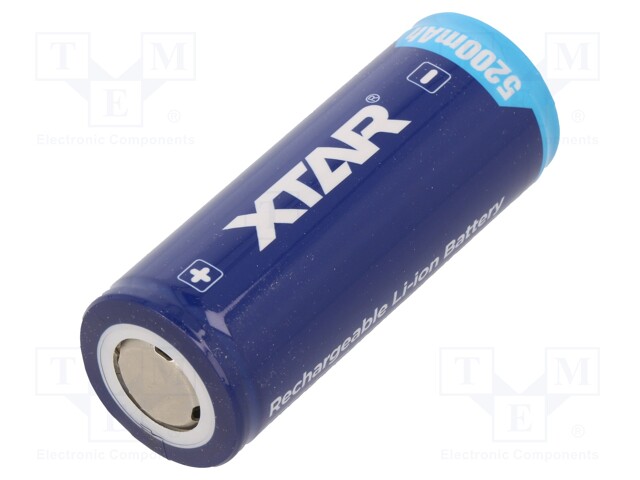 Re-battery: Li-Ion; 26650; 5200mAh; 7A