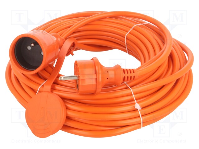 Extension lead; Sockets: 1; PVC; orange; 3x1,5mm2; 20m; 16A