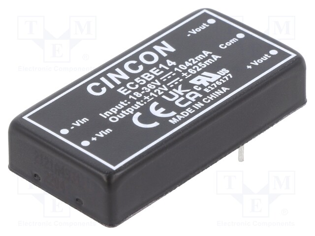 Converter: DC/DC; 15W; Uin: 18÷36V; Uout: 12VDC; Uout2: -12VDC; 2"x1"