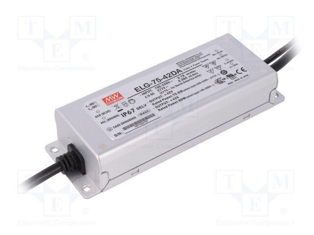 Power supply: switched-mode; Communication: DALI; LED; 75.6W; 1.8A