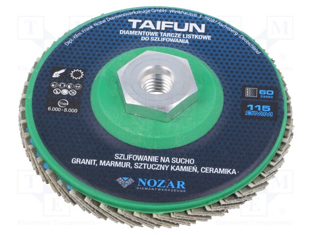 Flap grinding wheels; 115mm; Granularity: 60; TAIFUN