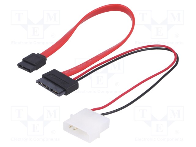 Cable: mains SATA; Molex male,SATA female,Slim SATA female