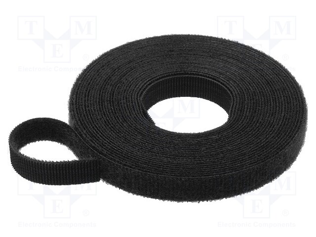 Tape: velcro; W: 10mm; L: 5m; black; Application: bundling