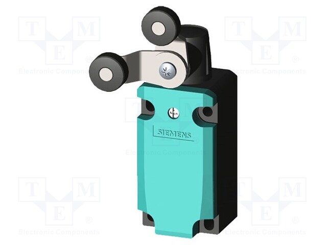 Limit switch; lever R 27mm, plastic roller Ø19mm, double; 10A