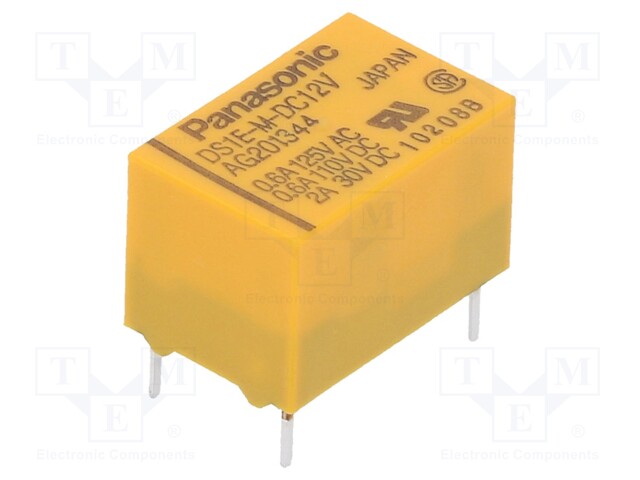 Relay: electromagnetic; SPDT; Ucoil: 12VDC; 2A; max.250VAC; 360Ω