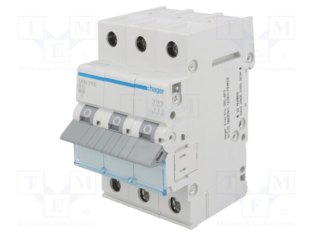 Circuit breaker; 400VAC; Inom: 10A; Poles: 3; DIN; Charact: B; 6kA