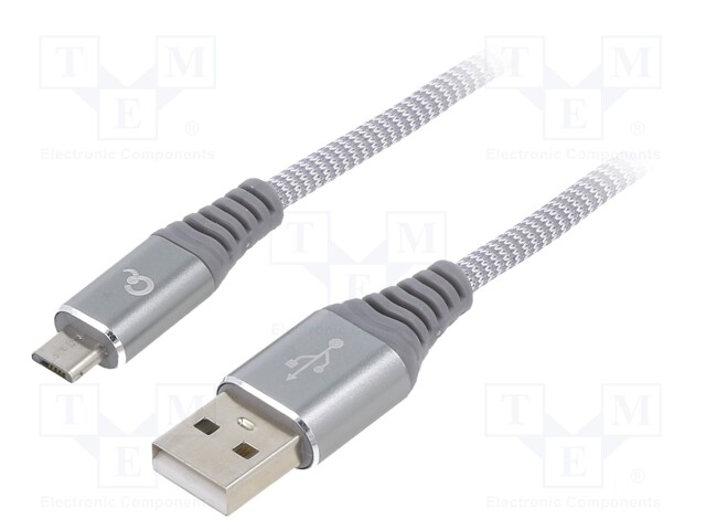 Cable; USB 2.0; USB A plug,USB B micro plug; gold-plated; 1m