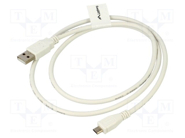 Cable; USB 2.0; USB A plug,USB B micro plug; gold-plated; 1m