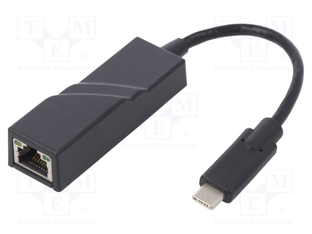 Adapter; USB 3.1; RJ45 socket,USB C plug; 200mm; Colour: black