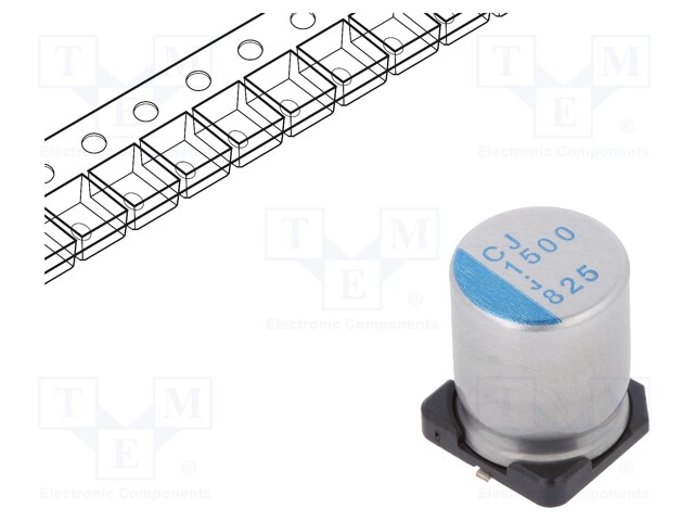 Capacitor: polymer; 1500uF; 6.3VDC; ESR: 10mΩ; PCJ; SMD; ±20%; 2000h