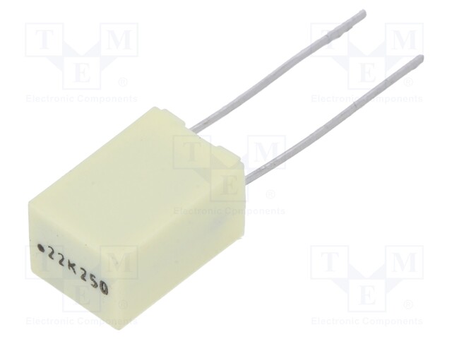 Capacitor: polyester; 220nF; 140VAC; 250VDC; Pitch: 5mm; ±10%