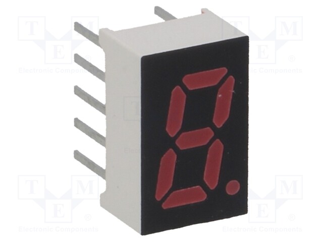 Display: LED; 7-segment; 8mm; 0.315"; No.char: 1; red; 0.35÷5.39mcd