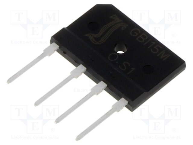 Single-phase bridge rectifier; Urmax: 1kV; If: 15A; Ifsm: 200A; GBI