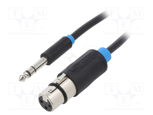 Cable; Jack 6.5mm plug; 1.5m; Plating: nickel plated; black