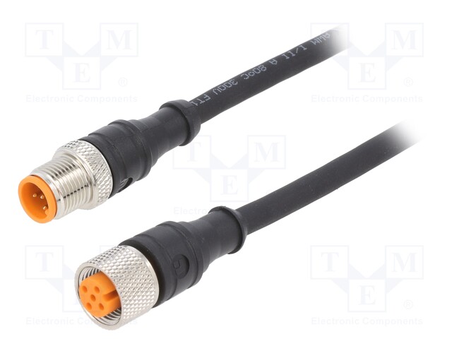 Connection lead; M12; PIN: 5; 2m; plug; 60VAC; 4A; -25÷80°C; IP67