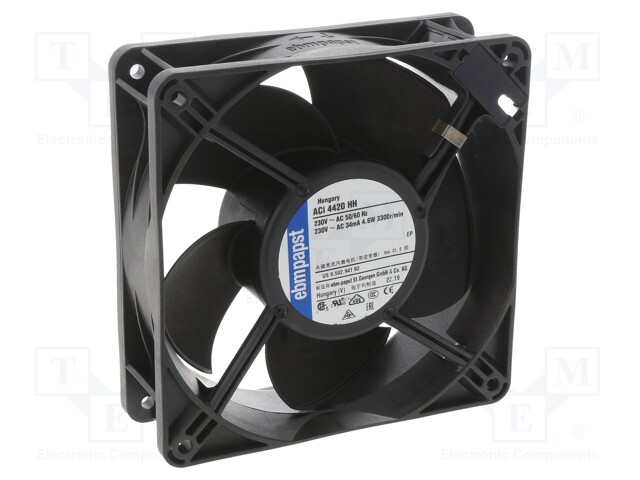 Fan: EC; axial; 230VAC; 119x119x38mm; 175m3/h; ball bearing