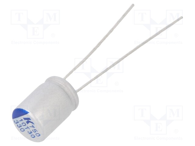 Capacitor: polymer; 330uF; 10VDC; ESR: 16mΩ; A750; THT; ±20%; 2000h