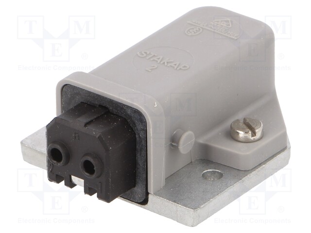 Connector: rectangular; ST; socket; female; PIN: 2; tinned; IP54; 16A