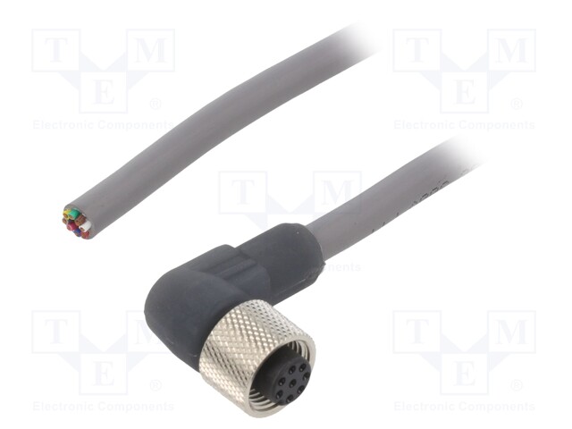 Connection lead; M12; PIN: 8; angled; 10m; plug; 36VAC; 1.4A; IP67