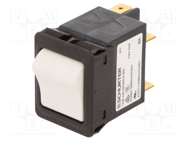 Circuit breaker; Urated: 240VAC; 60VDC; 8A; SNAP-IN