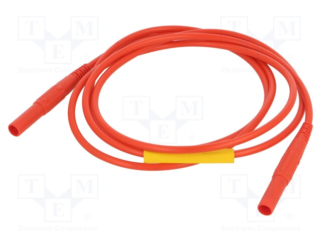 Test lead; 32A; banana plug 4mm x2; insulated; Urated: 1kV; red