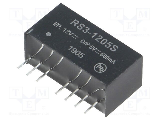 Converter: DC/DC; 3W; Uin: 9÷18V; Uout: 5VDC; Iout: 600mA; SIP8; 4.7g