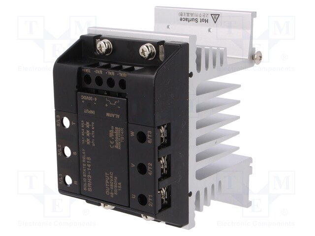 Relay: solid state; Ucntrl: 4÷30VDC; 15A; 48÷480VAC; 3-phase; DIN