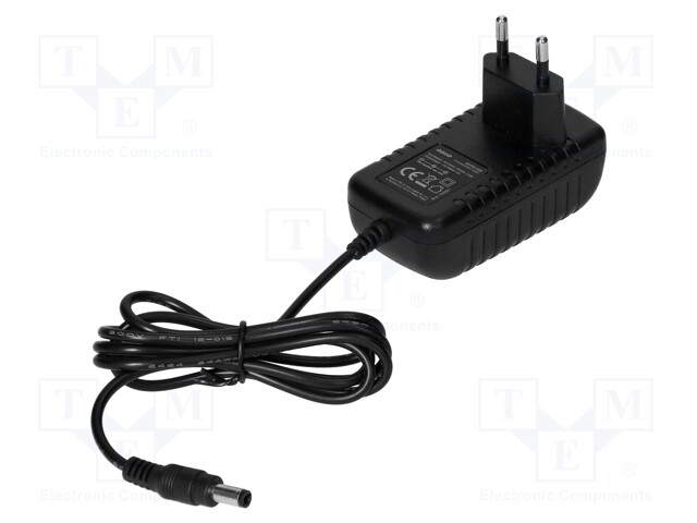 Power supply: switched-mode; plug; 15VDC; 1.6A; 25W; Plug: EU; black