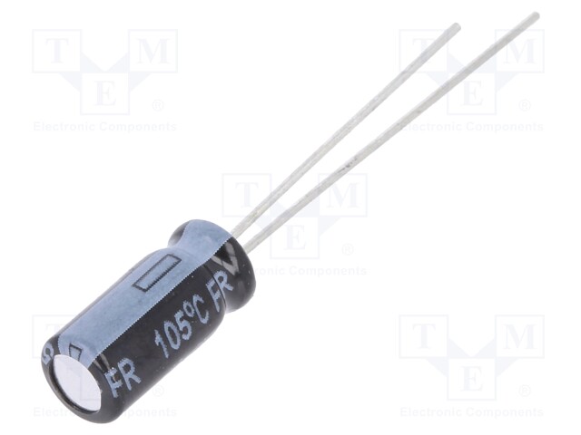 Capacitor: electrolytic; low impedance; THT; 10uF; 50VDC; Ø5x11mm